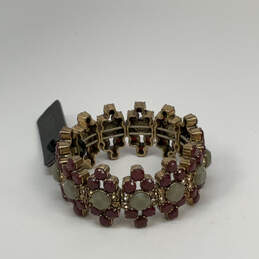 Designer J. Crew Gold-Tone Red Green Crystal Cut Stone Bangle Bracelet alternative image