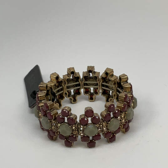 Designer J. Crew Gold-Tone Red Green Crystal Cut Stone Bangle Bracelet image number 2