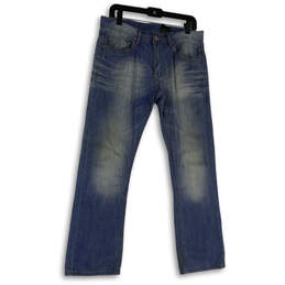 Womens Blue Denim Stretch Medium Wash Pockets Straight Leg Jeans Size 32