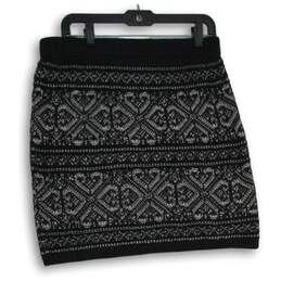 Womens Black White Aztec Knitted Elastic Waist Pull-On Mini Skirt Size L alternative image