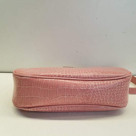 Liz Claiborne Croc Embossed Crescent Shoulder Bag Pink image number 3