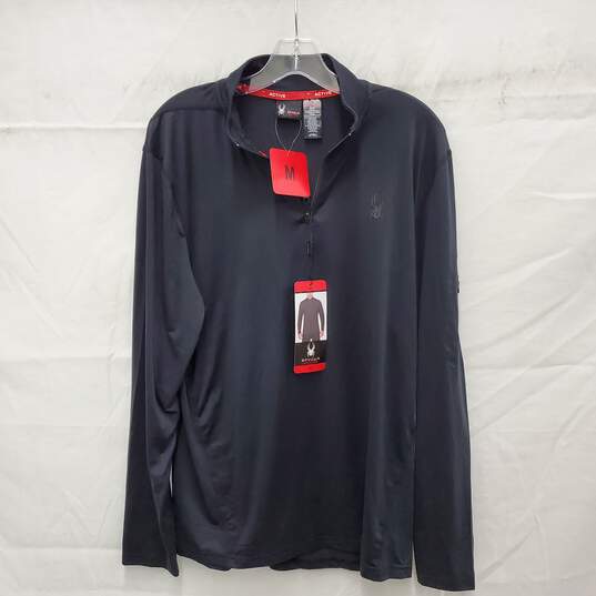 NWT Spyder MN's Half Zip Black Activewear Pullover Size M image number 1