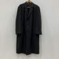 Mens Black Long Sleeve Collared Front Pockets Button Overcoat Size 46/L image number 1