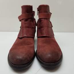 Sundance Red Suede Buckle Boots Bootie Shoes Size 6.5 alternative image