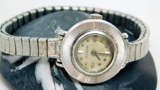 Ladies Vintage LeCoultre 14K White Gold Case Gold Filled Top Band Wrist Watch 19.9g image number 4