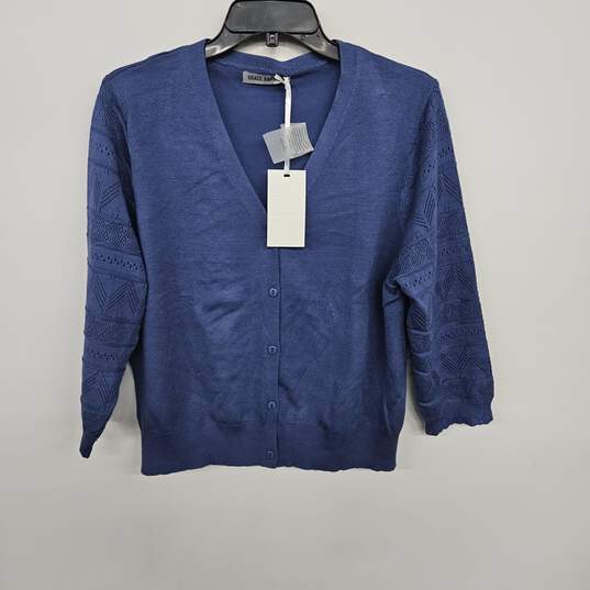 Blue Print Button Up Cardigan image number 1