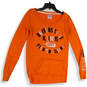 Womens Orange Graphic Print Long Sleeve Pockets Pullover Sweatshirt Size S image number 1