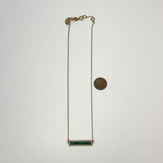 Designer Henri Bendel  Gold-Tone Link Chain Fashion Green Pendant Necklace image number 4