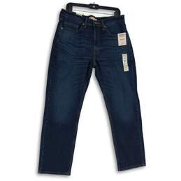 NWT Mens Dark Blue Denim Medium Wash Stretch Straight Leg Jeans Size 34x30