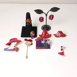 Red Hat Fashion Costume Jewelry Assorted 9pc Lot