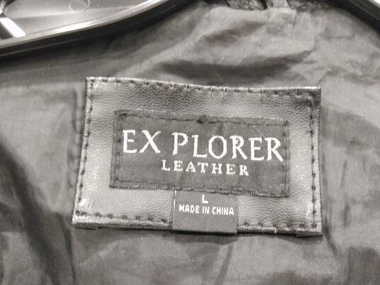 Explorer Men's Black Leather Full Zip Bomber Style Jacket Size Large image number 4