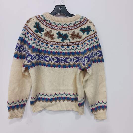 Woolrich Women's #9660 Cream Multicolor Fair Isle 100% Wool Cardigan Size M image number 2
