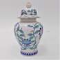 VTG Chinese Pewter Brass Outlay Cherry Blossom Bowl w/ Porcelain Ginger Jar image number 5