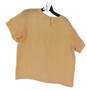 Womens Yellow Round Neck Short Sleeve Pullover Blouse Top Size Medium image number 2