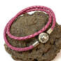 Designer Pandora S925 ALE Pink Leather Cord Clasp Fashionable Wrap Bracelet image number 1