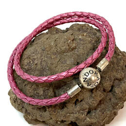 Designer Pandora S925 ALE Pink Leather Cord Clasp Fashionable Wrap Bracelet