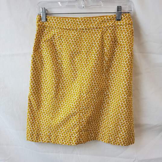 Boden Yellow Floral Print Pattern Skirt Size 2 image number 1