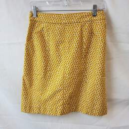 Boden Yellow Floral Print Pattern Skirt Size 2