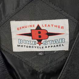 Bike Star Men Black Leather Vest Sz M alternative image