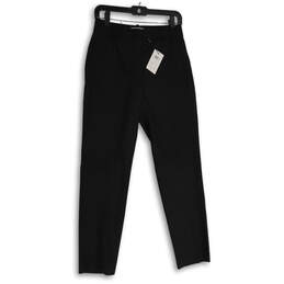 NWT Womens Black Flat Front Slash Pocket Straight Leg Dress Pants Size 4