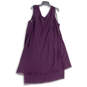 Womens Purple Sleeveless Wide Strap Round Neck Ruffle Hem Mini Dress Sz 22W image number 2