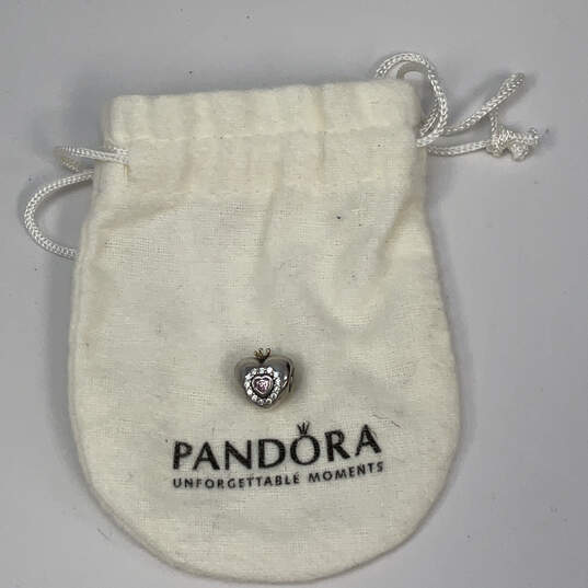 Designer Pandora S925 Sterling Silver CZ Heart Beaded Charm w/ Dustbag image number 4