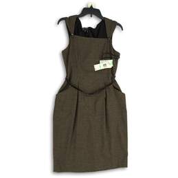 NWT Jones New York Womens Brown Plaid Belted Sleeveless Sheath Dress Size 8