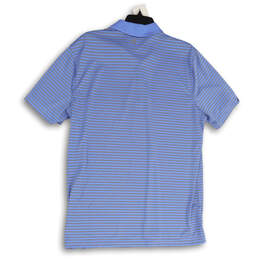 Mens Blue Striped Golf Pullover Short Sleeve Collared Polo Shirt Size L alternative image