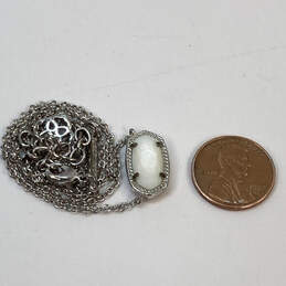 Designer Kendra Scott Silver-Tone White Stone Link Chain Pendant Necklace alternative image