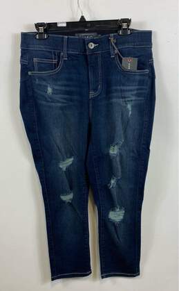 NWT Torrid Womens Blue Premium Bombshell Distressed Denim Skinny Jeans Size 12