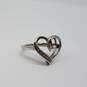 Sterling Silver Diamond Open Heart Sz 7 Ring Huggie Earrings Bundle 2pcs 8.4g image number 4