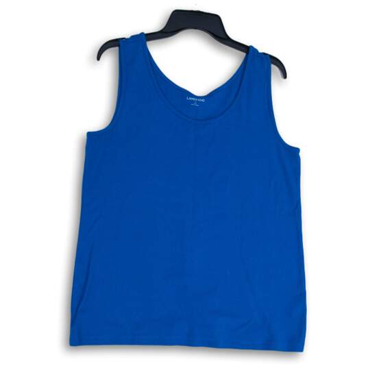 Lands' End Womens Blue Scoop Neck Sleeveless Pullover Tank Top Size Large image number 1