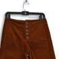 Womens Brown Pockets Button Fly Flat Front Cropped Pants Size 4 image number 3