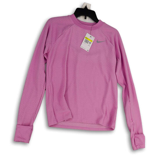 Womens Pink Fleece Dri-Fit Thumb Hole Long Sleeve Activewear T-Shirt Size S image number 4