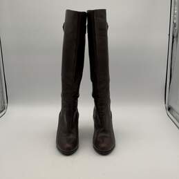 Emporio Armani Womens Brown Leather Almond Toe Knee High Riding Boots Size 38.5