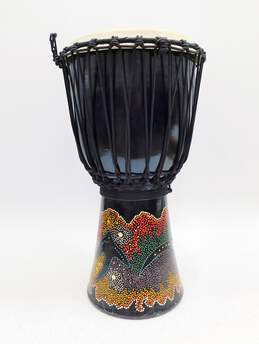 Unbranded Large Wooden Rope-Tuned Djembe