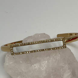 Designer Kate Spade Gold-Tone Rectangle Rhinestone Shell Cuff Bracelet