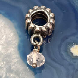 Designer Pandora 925 ALE Sterling Silver White Stone Classic Dangle Charm