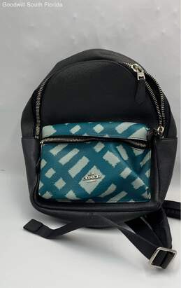 Coach Womens Black Green Blue Inner Pockets Adjustable Strap Zipper Backpack