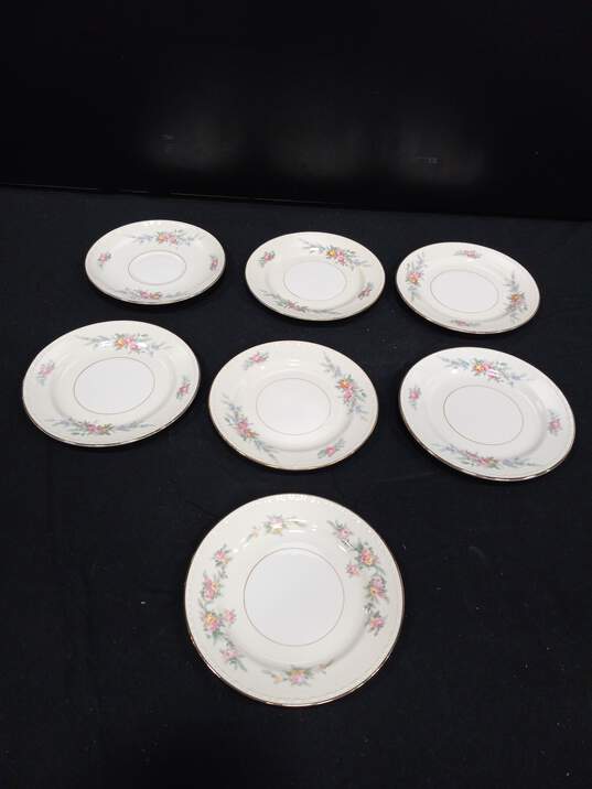 Set of 6 Homer Laughlin Eggshell Georgian Floral Bread Plates & Saucer image number 1