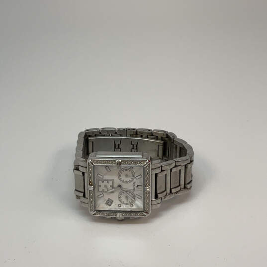 Designer Bulova Silver-Tone Chronograph Square Dial Analog Wristwatch image number 2