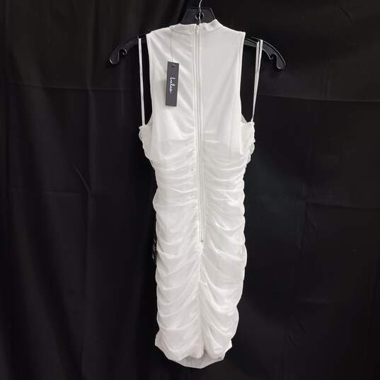 Lulus Women's White Sleeveless Crepe Ruched Mini Dress Size S image number 2