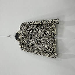 Womens Black Floral Print Pocket Long Sleeve Button Front Jacket Size L
