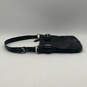 Womens Black Leather Buckle Logo Charm Adjustable Strap Shoulder Bag image number 4