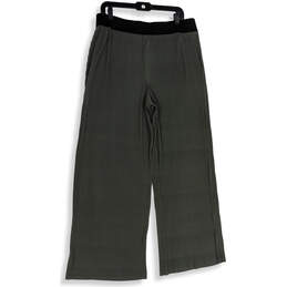 Womens Green Black Elastic Waist Wide Leg Pull-On Ankle Pants Size XL alternative image