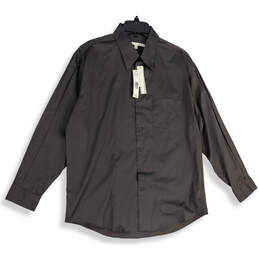 NWT Mens Gray Pointed Collar Long Sleeve Dress Shirt Size 16.5 34