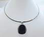 Mexican Artisan 925 Sterling Silver Faux Onyx Pendant Collar Necklace 33.3g image number 1