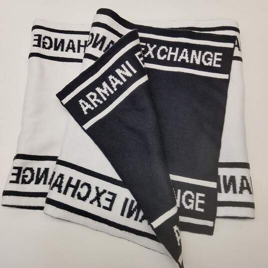 Armani Exchange Reversible Black & White Scarf image number 4