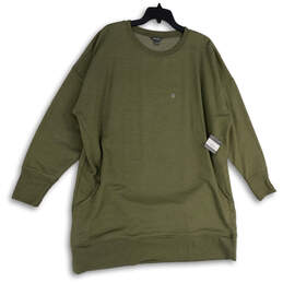 NWT Womens Green Crew Neck Long Sleeve Pullover Sweatshirt Dress Size XXL
