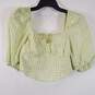 H&M Women Green/White Gingham Blouse Sz S NWT image number 1